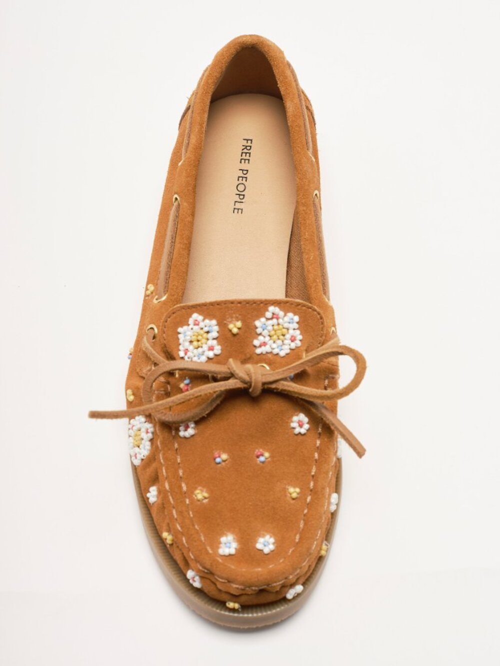 FREE PEOPLE Sandy Seed Bead Boat Shoes / Vachette Voyage Suede - Picture 10 of 12